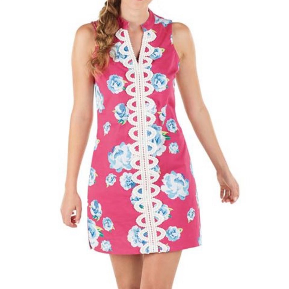 Boutique floral sleeveless dress with lace